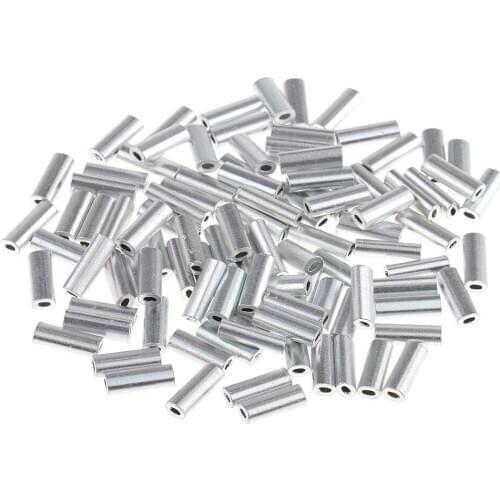 100 Pcs Single Barrel Crimping Sleeves Size 1-1.5mm Aluminum Tube Connector