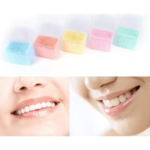 1100Pcs/box Oral Hygiene 2 Way 6.3cm Interdental Brush Tooth Pick Plastic Dental Picks Wholesale