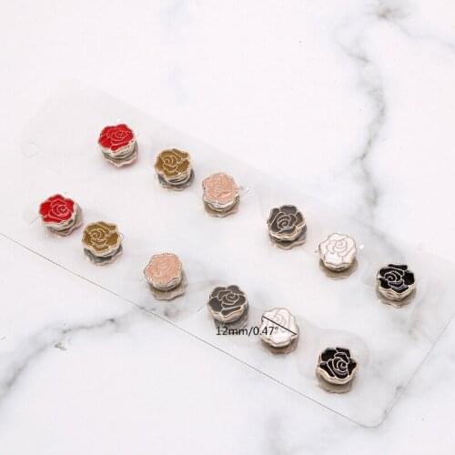 12 Pcs Safe Hijab Brooch Strong Metal Plating Magnetic Hijab Flower Clip Luxury Accessory No Hole Pins Magnet Brooches