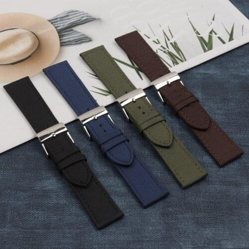 22mm Nylon fabric Leather Watch Band Watchband Pin buckle For Breitling watch strap for NAVITIMER WORLD Avenger/navitimer