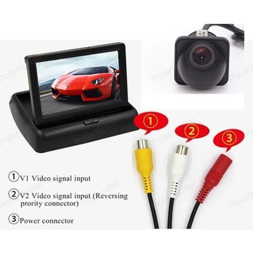 4.3 inch Foldable TFT LCD car Monitor with reverse parking Rearview CCD camera
