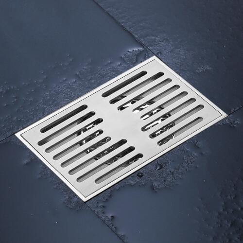 FREE SHIPPING Brushed Nickel brass copper 140 x 90mm square anti-odor floor drain bathroom shower drain