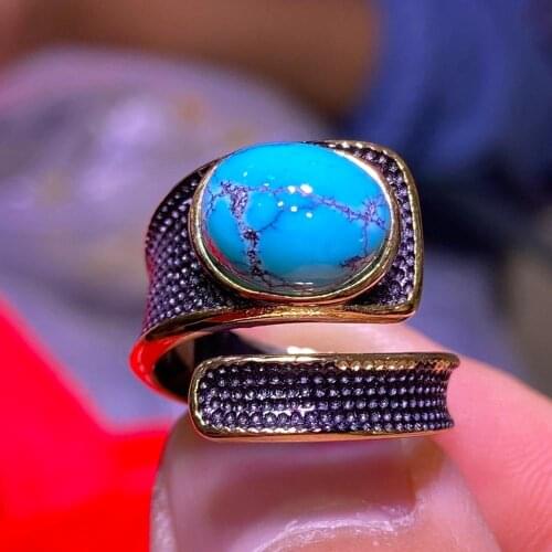Turquoise Egg Noodle Ringdesigner jewelry joyas de plata 925 mujer anel bizuteria bague femme big rings for women pierscionki