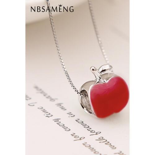 New 100% 925 Sterling Silver Bead Charm Red Apple Pendant Enamel Charms Beads Jewellery Fit Bracelets DIY Women Jewelry
