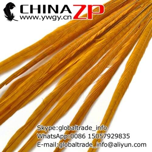 CHINAZP Factory 100pcs/lot Size 20-22inch (50-55cm) Good Quality Dyed Gold Ringneck Pheasant Tail Feathers