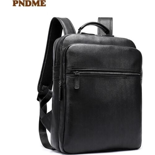 Business travel genuine leather mens backpack casual daily outdoor natural first layer cowhide laptop bagpack student schoolbag