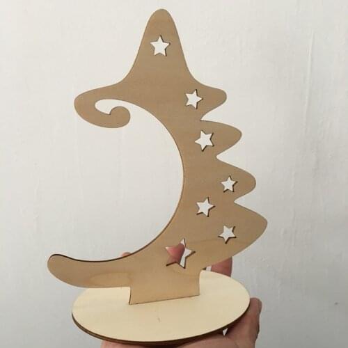 Wood Slices with Stand Natural Unfinished Christmas Wooden Tree Star Crafts for Christmas Ornaments