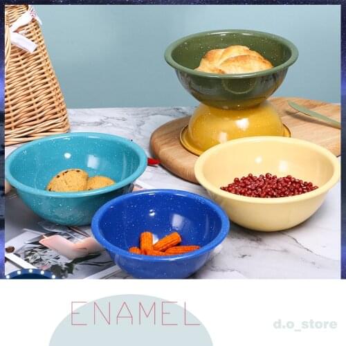 Star Sky Spot Enamel bowl simple rice bowl mixing bowl household salad bowl large nostalgic soup basin old pig oil basin