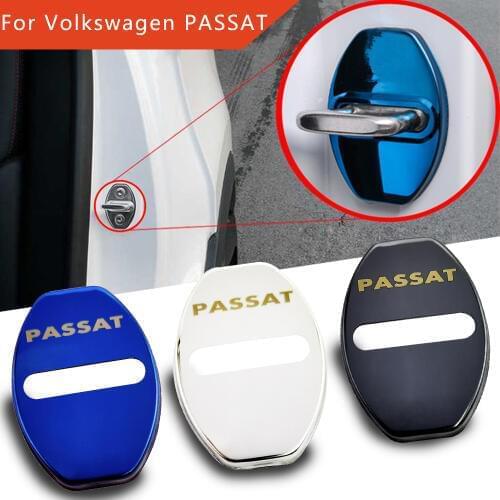 FLYJ 4pcs For Volkswagen PASSAT B4 B5 B6 B7 NMS CC R36 car sticker Car Door Lock Buckle cover Protect car accessories