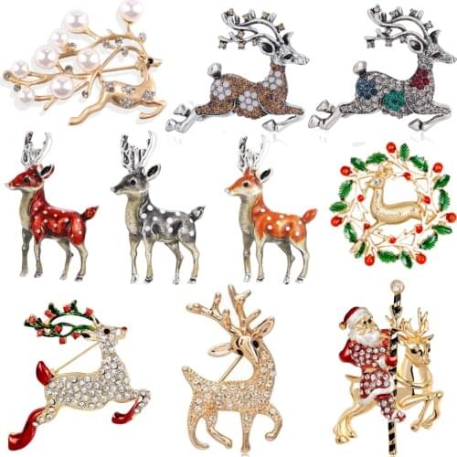 Crystal Snowflake Plum Brooch Pin Deer Xmas Party Jewelry Gift Multi Style Christmas Brooch Rhinestone Reindeer