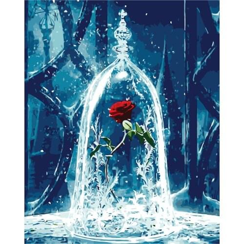 40x50cm Rose Oil Painting By Numbers Flowers Number Painting on Canvas Home Decoration Coloring By Numbers Unique Gift