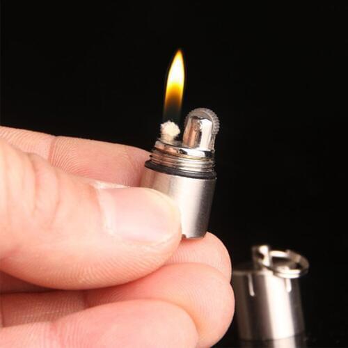 Mini Compact Kerosene Lighter Capsule Gasoline Lighter Inflated Key Chain Lighter Grinding Petrol Wheel Lighter Outdoor Tools