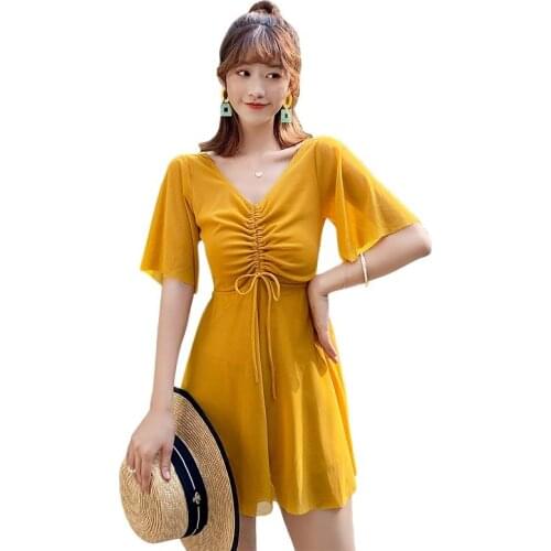 Swimwear Bathing Suit Womens Fairy Style New Style One-piece Skirt Boxer Belly Covering Slimming Push up Winter Hot Springs