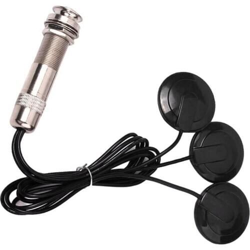 HOT Guitar Pickup Piezo Contact Microphone Pickup 3 Transducer Pickup System for Acoustic 6.35mm Jack (Black)
