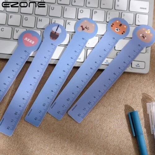 EZONE 5PCS Kawai Ruler Student Stationery DIY Drawing Props Cute Cartoon Animals Ruler Bear Bookmark School Supply