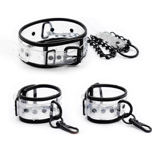Eye mask Handcuff anklet lock collar lead set BDSM bondage restraint Exotic Accessories Tool Slave couple sex toy for man woman