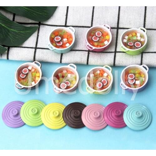Cute Candy Color Mini 1/12 Miniature Dollhouse Soup Pot Play Kitchen Cooking Utensil BJD Doll Food Toy Accessories