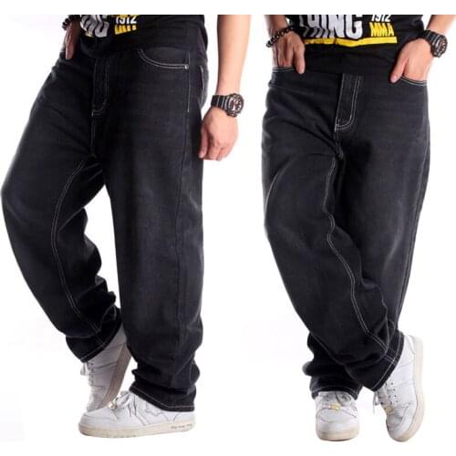 2021 Baggy Men Jeans Wide Legs Denim Pants Loose Straight Harem Streetwear Hip Hop Brand Black Skateboard Trousers Size 30 - 46