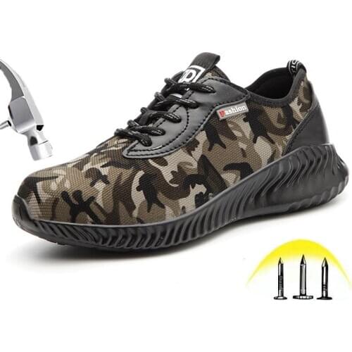 Work Safety Shoes Mens Summer Autumn Breathable Deodorant Constructions Safety Lightweight Soft Sole Steel toe Protective Shoes