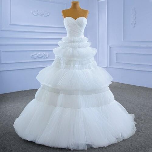 No.67308 Simple Puffy Crystals Layers Wedding Gowns Sweetheart Ball Flowers Vestido Elegante Mujer Para Invitada Boda