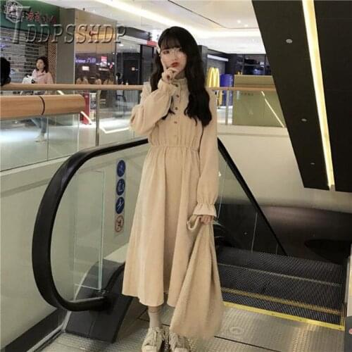 2020 New French Retro Style Women Dress Spring Long Sleeve Female Dresses