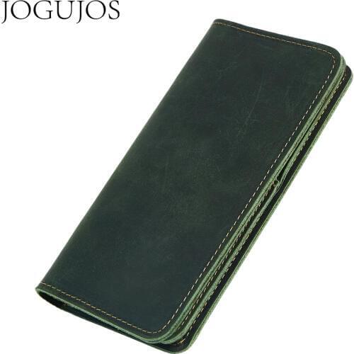 JOGUJOS New Genuine Leather Women Zipper Credit Card Holder Wallet Ladies Rfid Wallet Long Clutch Bag Coin Purse Portomonee