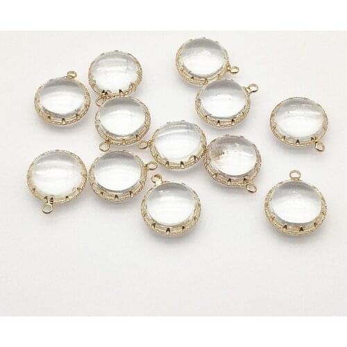 New Arrival! 22x19mm 50pcs Copper Glass Round Charm for Handmade Necklace Earring DIY Parts,Jewelry Findings & Components