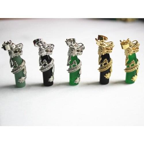 Wholesale a series of 5 kinds of natural stone+18kgp dragon pendants necklaces free shipping