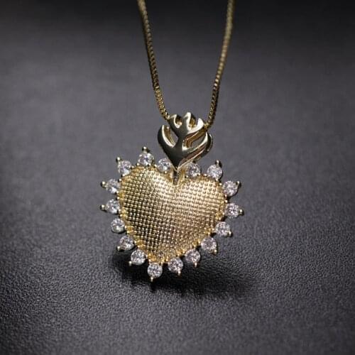 Love Heart shape Pendant Necklace Cubic zirconia necklace Women Jewelry Gift Gold Color Fashion Women Bijoux Statement Jewelry