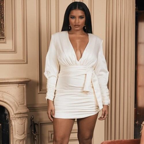 Latest Fashion Hot Selling Cassic Classu Mature White Long Sleeve Mini Cocktail Girl Dress Graceful Vestido Wholesale Online