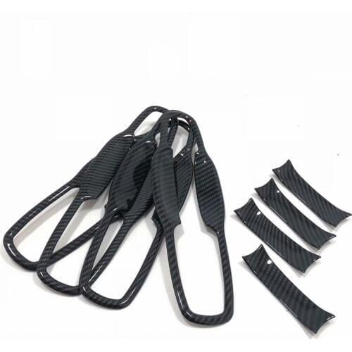 BBQ@FUKA For Jeep Grand Cherokee 2017-2018 Exterior Auto Carbon Fiber Color Door Handle Bowl Cover Sticker Car styling 8 PCS