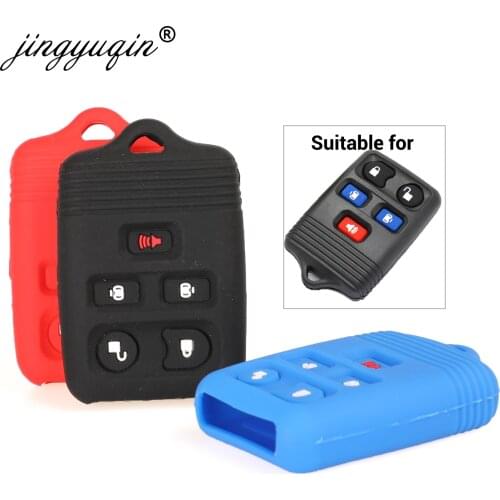 Jingyuqin Rubber Car Key Cover Case For Ford F650 Lincoln Mercury 5 Buttons Silicone Remote Key Fob Shell Car Styling