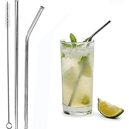 2 PCs Stainless Steel Straws Pipette + Cleaning Brush