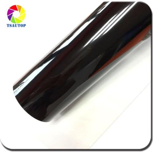 TSAUTOP 1.52x18m air free bubbles Super Glossy Car Whole Body vinyl wrap Black for car wrapping
