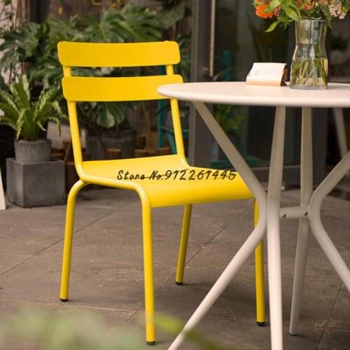 Courtyard Outdoor Chair White French Leisure Park Hotel Coffee Shop Milk Tea Shop Net Red Table And Chair Combination