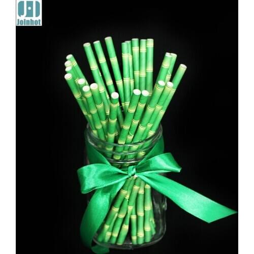 Pack of 25pcs bamboo pattern Paper Drinking Straws Creative Drinking Tubes Party Supplies favor