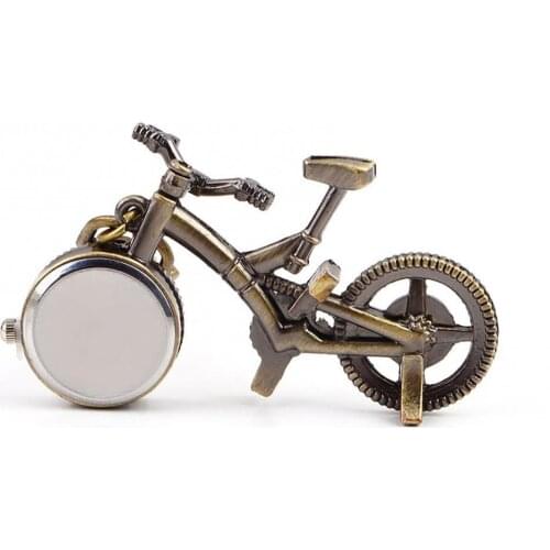 Vintage Bronze Bike Keychain Clock Quartz Pocket Pendant Watch Keychain Gift car accessories accesorios coche interior Ornaments