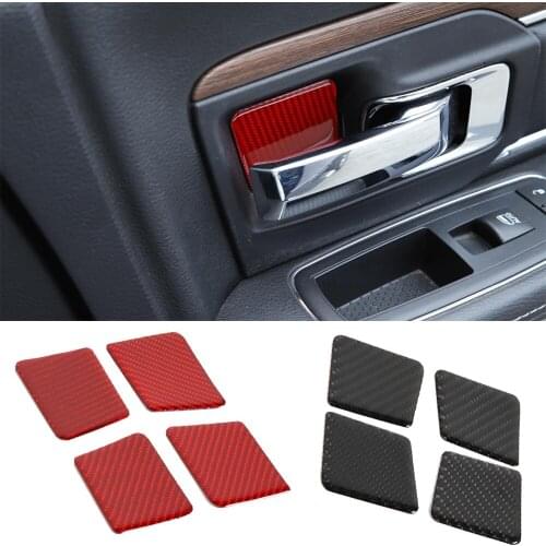 Real Carbon Fiber Interior Mouldings Door Handle Bowl Panel Decorative Cover Stickers for Dodge Ram 2010-2015 Car Accessories