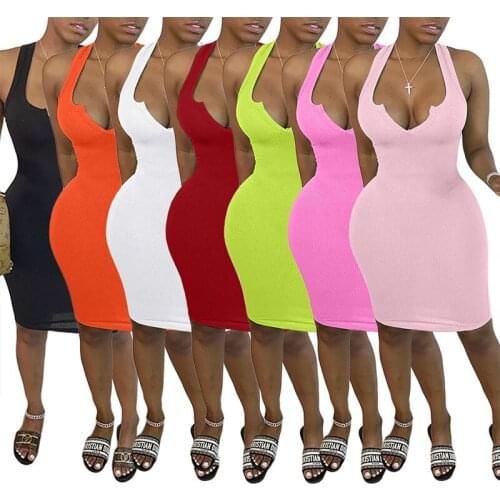 ZKYZWX Knitted Bodycon Summer Dress Vest Sleeveless Women Birthday Outfits Sexy Off Shoulder Skinny Night Clubwear Mini Dresses