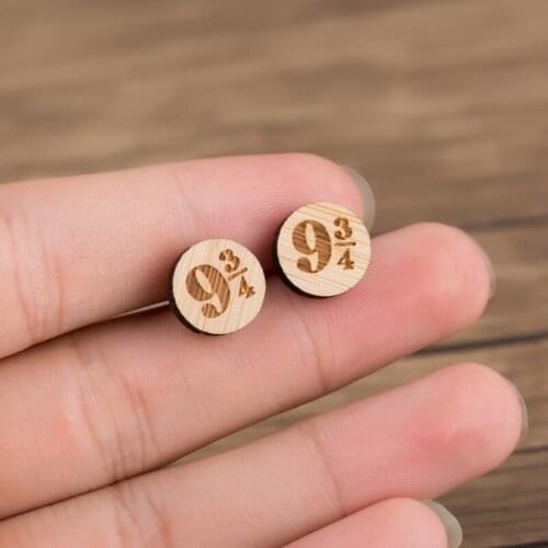 Yiustar Cute Mini Wood Stud Earrings Engraved Platform 9 34 Earrings Women Weeding Earring Charms Jewelry Gift For Girls