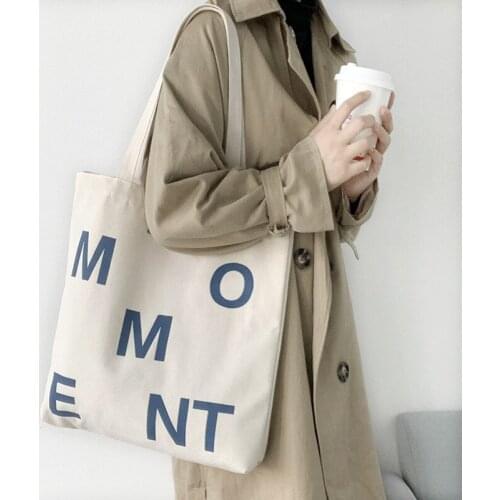 Youda New Womens Korea Ins Canvas Bag Casual Letter Large Capacity Shoulder Bags Ladies Shopping Book Totes Handbag for Girls