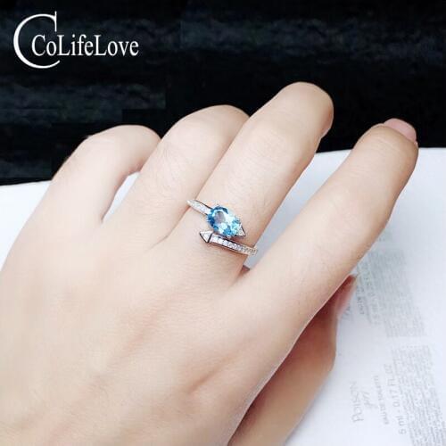 925 silver resizable ring for party 5 mm * 7 mm natural topaz silver ring sterling silver topaz jewelry gife for woman