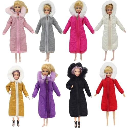 1/6 BJD Winter Clothes Long Coat Cotton Dress for Barbies Doll and 30cm Dolls Toy Clothes Accessories Birthday Gift for Kids