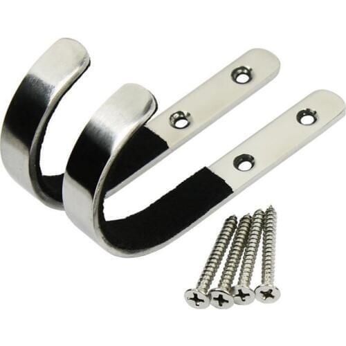 1 Pair Hunting Accessories Wall Mount Storage Rack J Shape Stainless Steel Anti-Scratch Hooks Hangers Holder New