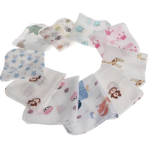 10pcs Baby Infant Towel 28*28cm Muslin Towel Handkerchiefs Two Layers Wipe Towel New