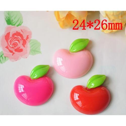 10pcs/lot 24*26mm hot sale cute colorful apple fruit resin flat back cabochon for DIY craft art scrapbooking