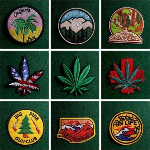 2pcs/lot Cartoon Wilderness Patches Iron on Patches for Clothing Embroidery Patch on Clothes Leaves Custom for Kids T-shirt