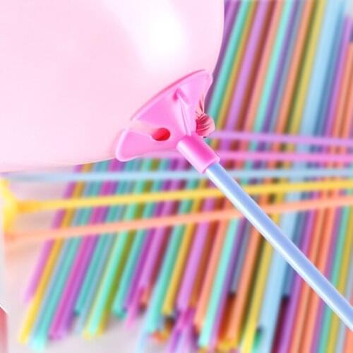20pcs Balloon Stick hand balloons holder Latex Ballon sticks clips Baloons Stand birthday party decoration baloon Accessories