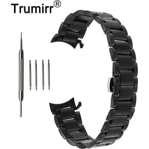 22mm Stainless Steel Watchband for Moto 360 2 46mm 2015 Curved End Strap Butterfly Buckle Belt Wrist Bracelet Black Gold Silver