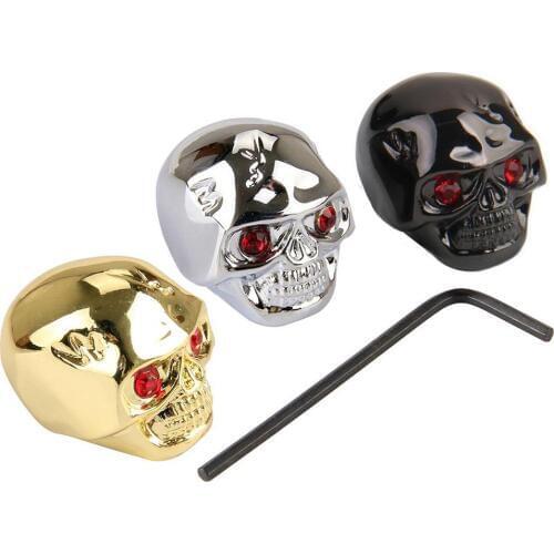3pcs/set Electric Guitar Bass Shining Metal Skull Head Control Knobs Speed Volume Tone Control Knobs Buttons Guitar Accessories